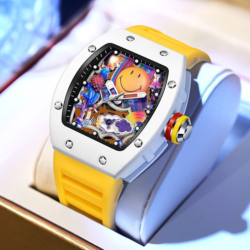 Luxury watch with smile dial